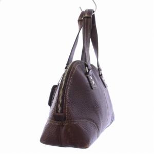 COACH ハンプトンズ レザー ジップ サッチェル ハンドバッグ 茶 ブラウン F13963