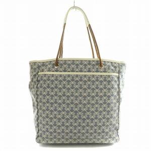 ANYA HINDMARCH トートバッグ レザー 総柄 ロゴ ジャガード 紺 ネイビー ベージュ 白 ホワイト