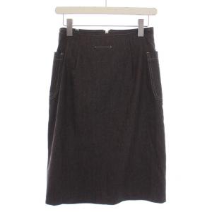 MM6 Maison Margiela タイトスカート ひざ丈 ジップフライ ウール ナイロン 38 M 茶 ブラウン