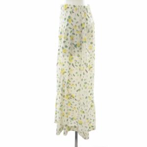 L'EQUIPE YOSHIE INABA 22SS ボタニカルプリントスカート ロング マキシ フレア ギャザー 総柄 花柄 38 M オフホワイト