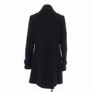 BURBERRY BLUE LABEL ステンカラーコート ロング 裏地チェック ウール アンゴラ 40 L 黒 ブラック FNF07-718-09