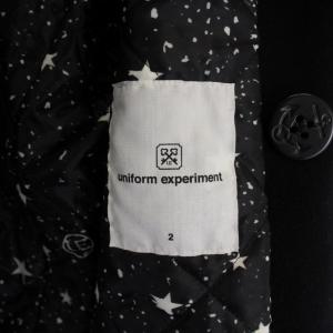 uniform experiment SOFT MELTON PEA COAT ピーコート Pコート ショート丈 中綿 ロゴ ウール 2 M 黒 ブラック UE-167005