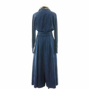 Diagram GRACE CONTINENTAL デニムシャツサロペット オールインワン バギー ワイド フェイクファー スキッパー  長袖 ベルト付き 38 M インディゴ