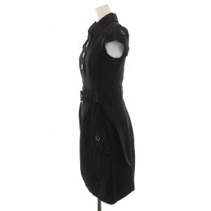 BURBERRY BLUE LABEL シャツワンピース ひざ丈 チェック 半袖 36 S 黒 ブラック FM509-160-09