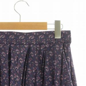 DAKS サテンプリントプリーツスカート フレア ロング ミモレ 総柄 38 M 紫 パープル 11-421701
