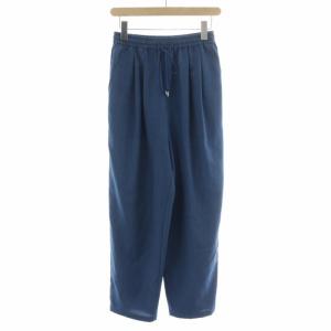 24SS タンブラーブッチャーイージーパンツ スラックス ワイド タック ウエストゴム 38 M 青 ブルー 24030462910020