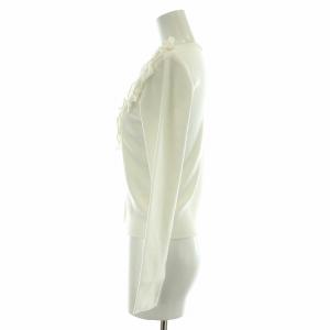 René basic ニットカーディガン フリル クルーネック 長袖 34 S 白 ホワイト /NW32