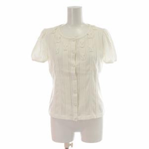 カーディガン リボン パフスリーブ 半袖 34 S 白 ホワイト /XK