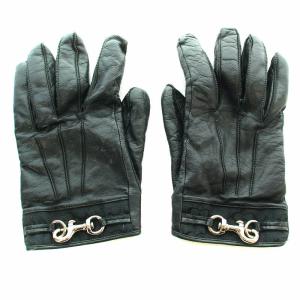 COACH 手袋 グローブ レザー シグネチャー 裏地カシミヤ 6.5 XS 黒 ブラック