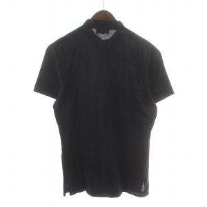 EMPORIO ARMANI ポロシャツ 半袖 ハーフボタン スタンドカラー M 黒 ブラック /NW34