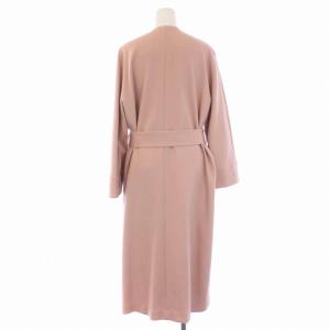 TOMORROWLAND ベルテッドノーカラーコート ロング ベルト付き ウール 36 S ピンク 11-08-94-08701