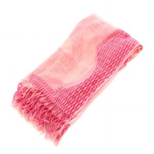 LOEWE 大判ストール マフラー フリンジ ロゴ 総柄 麻 リネン ピンク