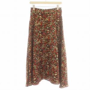 IENA 22AW フラワー&レオパードスカート スカート ロング 花柄 フレアスカート 38 M 赤 茶