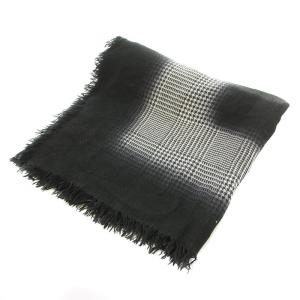 Faliero Sarti 大判ストール マフラー フリンジ 千鳥格子柄 ウール 絹 シルク混 黒 ブラック グレー