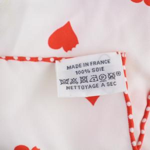 HERMES カレ 70 Tea Time スカーフ 総柄 シルク フランス製 白 ホワイト 赤 レッド
