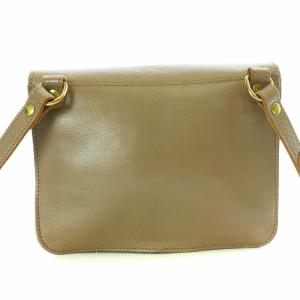 IL BISONTE クロスボディ ショルダーバッグ フラップ スクエア カーフレザー グレージュ