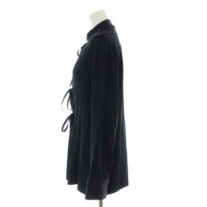 Yohji Yamamoto +NOIR シャツ ブラウス 長袖 フェイクレイヤード リボン シルク 1 S 黒 ブラック