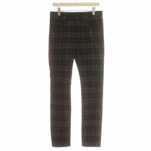 パンツ チェック柄 スラックス ポリエステル M グレー