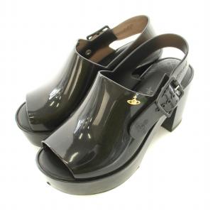 MELISSA ストラップサンダル ラウンドトゥ チャンキーヒール 厚底 ラバー 装飾 US5 22cm