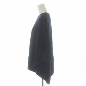 ENFOLD ノーカラーブラウス シャツ 七分袖 38 M 紺 ネイビー