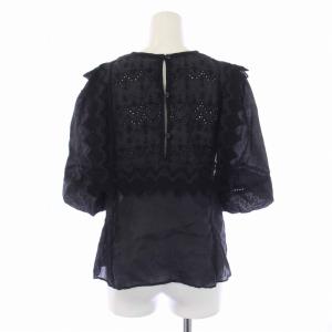 ISABEL MARANT ブラウス シャツ 半袖 クルーネック 刺繍 34 XXS 黒 ブラック /BM