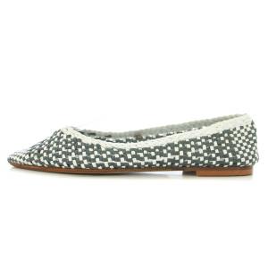 FABIO RUSCONI フラットシューズ パンプス スクエアトゥ Vカット レザー 編み込み 35 22cm-22.5cm グレー