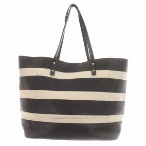 COLE HAAN トートバッグ ボーダー フェイクレザー ネイビー 白