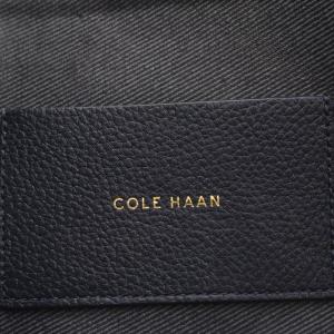 COLE HAAN トートバッグ ボーダー フェイクレザー ネイビー 白