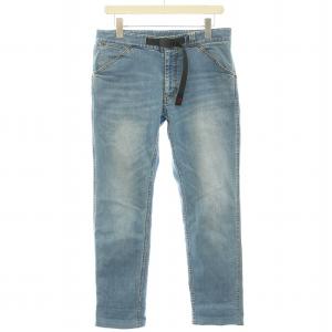 GRAMiCCi クライミングパンツ デニムパンツ ジーンズ ストレッチ ジップフライ ベルト ロゴ 刺繍 S 青 ブルー