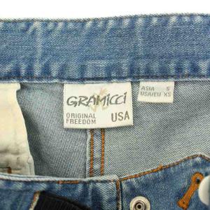 GRAMiCCi クライミングパンツ デニムパンツ ジーンズ ストレッチ ジップフライ ベルト ロゴ 刺繍 S 青 ブルー