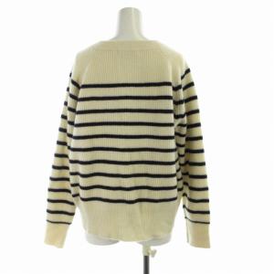 JOURNAL STANDARD relume DENSEWHITEWOOL アゼボーダーボタン付ニット セーター 長袖 F 紺 ネイビー 白 ホワイト 20080462219040