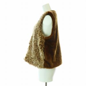 sisii ショートベスト ラムファー 切替 Vネック XS モカ