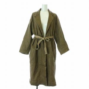 テーラードコート ロング レザー 牛革 ベルト付き S 茶 ブラウン /KU