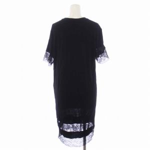 GIVENCHY ワンピース ひざ丈 半袖 クルーネック レース 34 XS 黒 ブラック