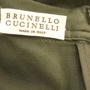 BRUNELLO CUCINELLI ノースリーブ ワンピース ロング ドレープ タイト M カーキ