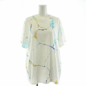 Tシャツ カットソー 半袖 総柄 ロゴプリント 36 XS 白 ホワイト