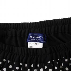M'S GRACY イージー ワイドパンツ ドット 裾リボン 36 S 黒 ブラック NM-216305 /KH