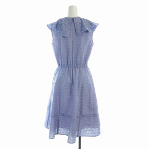 TOCCA TINY SHELL ドレス ノースリーブ ワンピース ひざ丈 ビッグカラー カットワーク 0 S 紫 パープル ピンク OPTONS0105