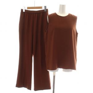 EVERYDAY I LIKE 21SS セットアップ 上下 ブラウス ノースリーブ スラックスパンツ イージー F 茶 ブラウン
