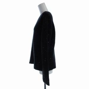 ANAYI タグ付き ニット カットソー スパンコール プルオーバー Vネック 長袖 38 L 黒 ブラック