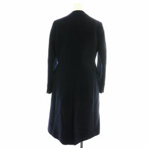 ANAYI ノーカラーコート ロング シングル ウール 36 S 紺 ネイビー