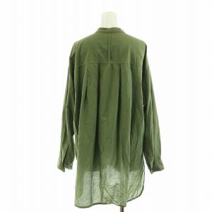 Spick&Span ガーメントダイコットンシルクシャツ ブラウス ノーカラー 絹混 長袖 F カーキ 21050200210030