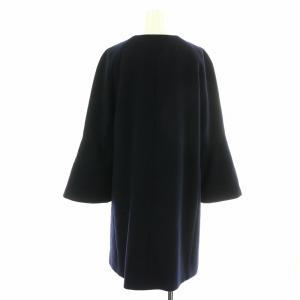 ANAYI ノーカラーコート シングル ロング フレアスリーブ 38 M 紺 ネイビー