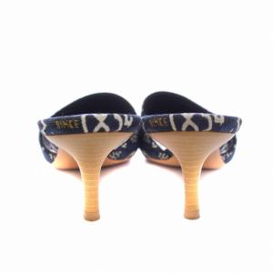 LOUIS VUITTON シルエット ライン モノグラム デニム ミュール 36 ネイビー