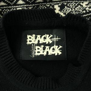 Yohji Yamamoto BLACK AND BLACK ニット セーター 長袖 クルーネック ノルディック柄 ウール 2 S 黒 ブラック