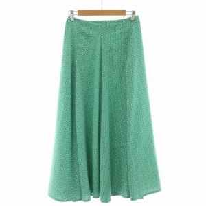 フレアスカート 総柄 花柄 フラワーモチーフ マキシ ロング S 緑 グリーン /NQ
