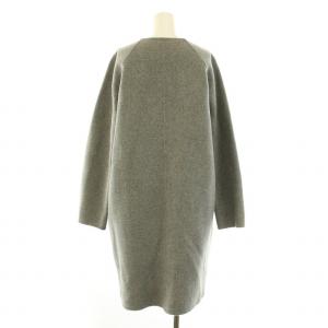 Theory ノーカラーコート アウター ロング丈 薄手 ウール S グレー