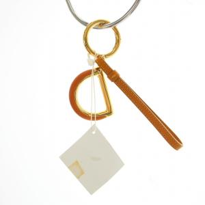 Christian Dior キーホルダー チャーム レザー タグ付き キャメル ゴールドカラー /YT OH