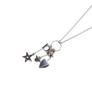 Christian Dior ノベルティ ネックレス ペンダント チェーン チャーム ロゴ ハート 星 ハチ シルバーカラー