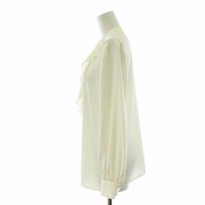 ANAYI シャツ ブラウス 長袖 バンドカラー フリル 袖ギャザー 38 M 白 ホワイト